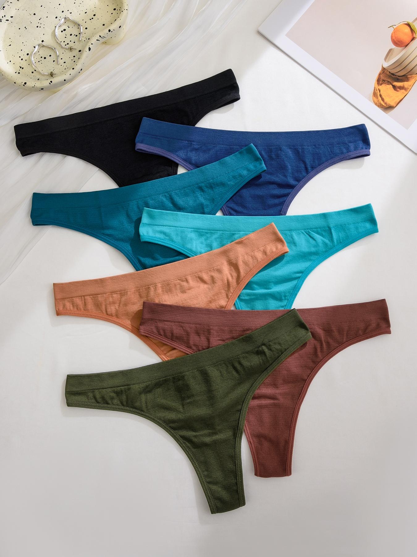 Women's Solid Color Drop Waist Thong, Soft Breathable Panty for Daily Wear, Women's Fashion Comfy Underwear for All Seasons