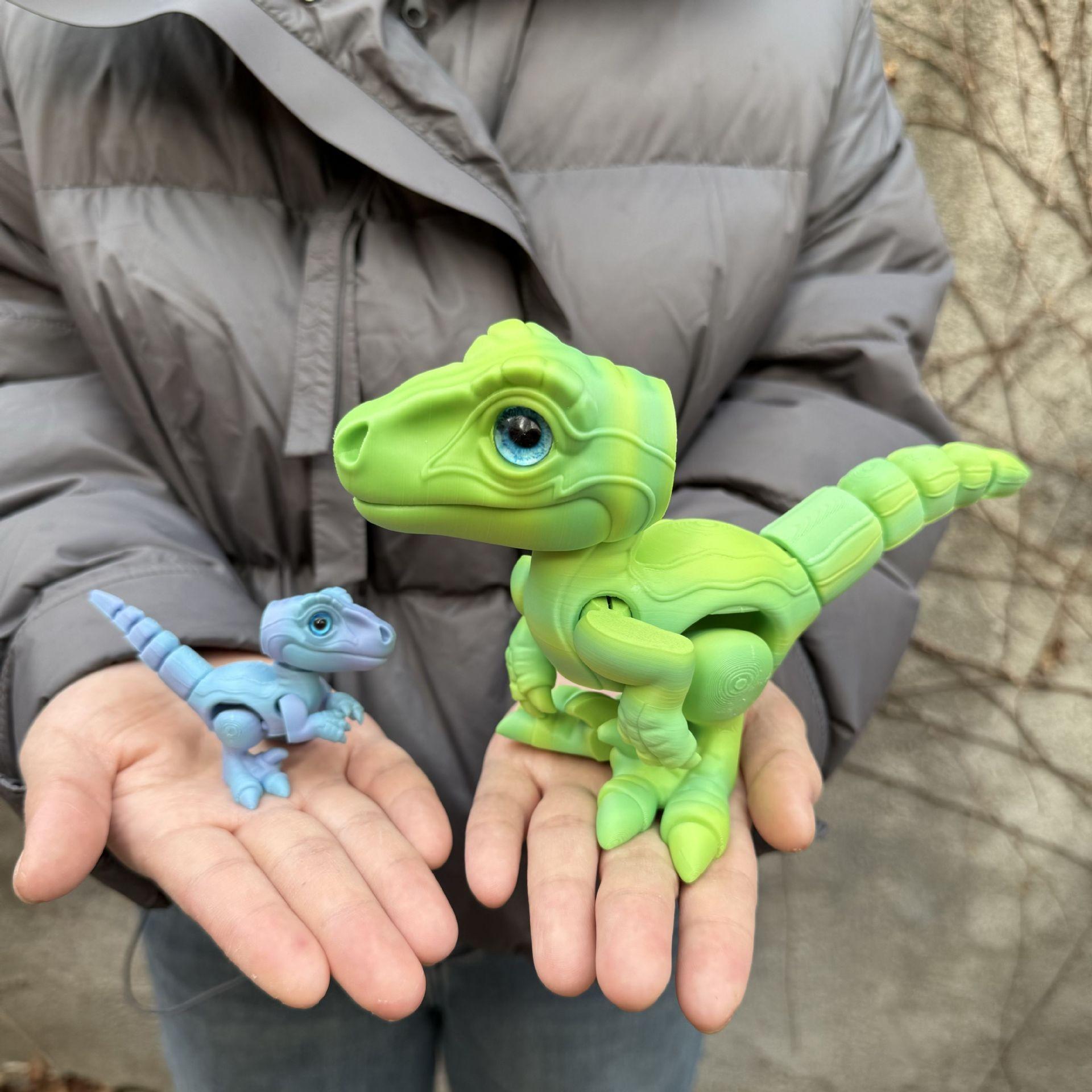 3D Printed Small Colorful Dragon Jointed Figure with Realistic Eyes, Artisanal Ornament, Collectible Doll, Decorative Craft