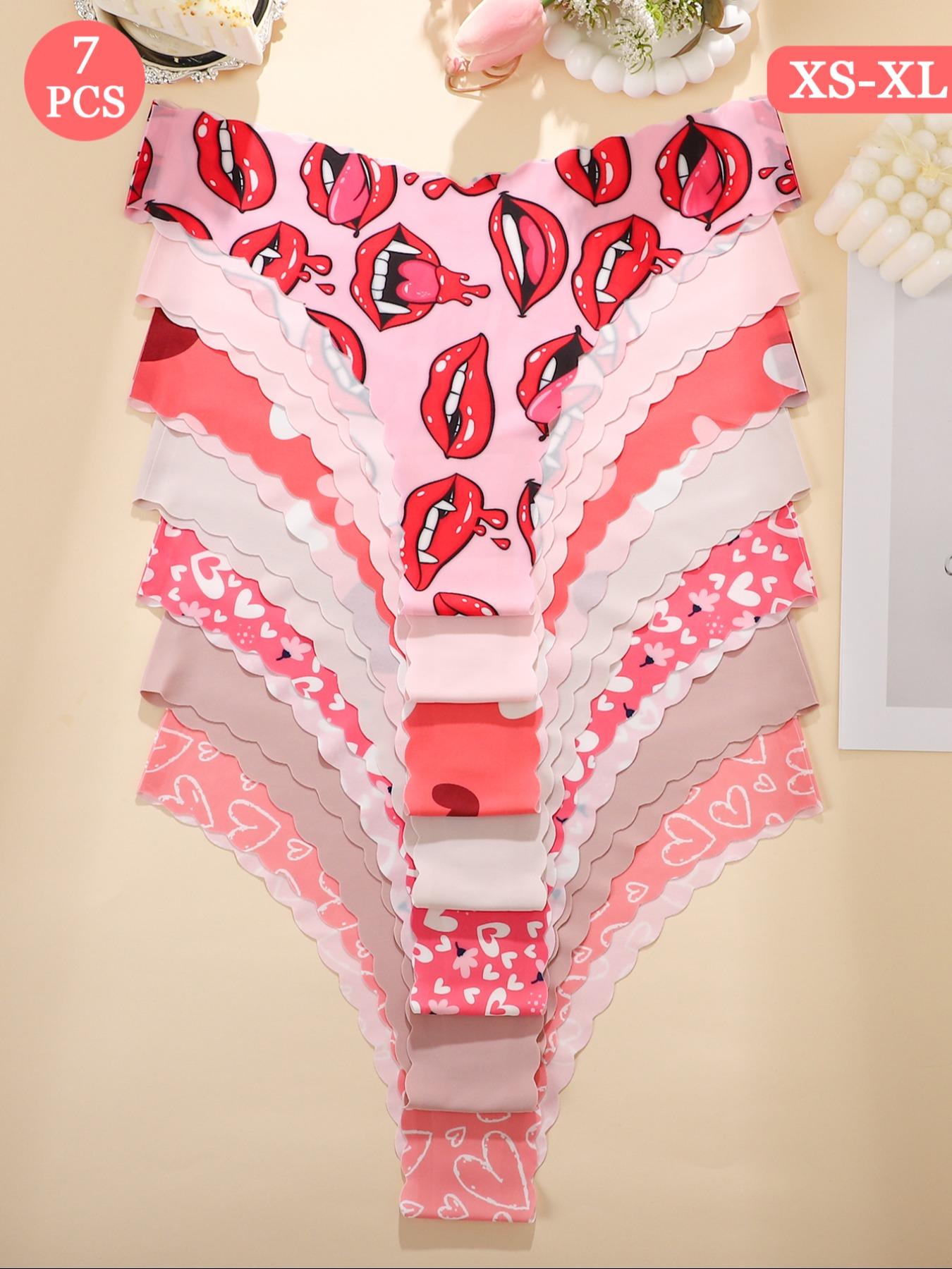 Women's Seamless Wave Design Set, Comfortable Breathable Antibacterial Panties, Fitted All Season Casual Style, Breathable Seamless Knicker