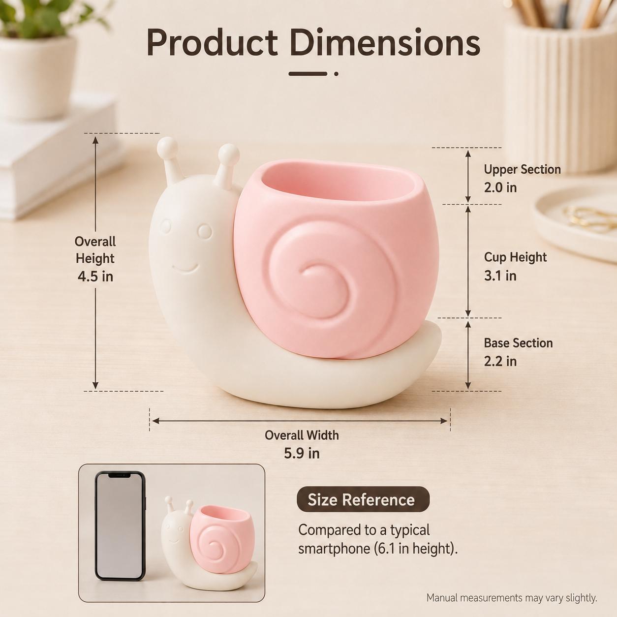 Cute Pen Container Holder Snail-shape Desk Decoration Creative Multi-Functional Pen/pencil Holder Desk Organizer Accessory Makeup Storage Office Home Art Supply Nice Gift --wb