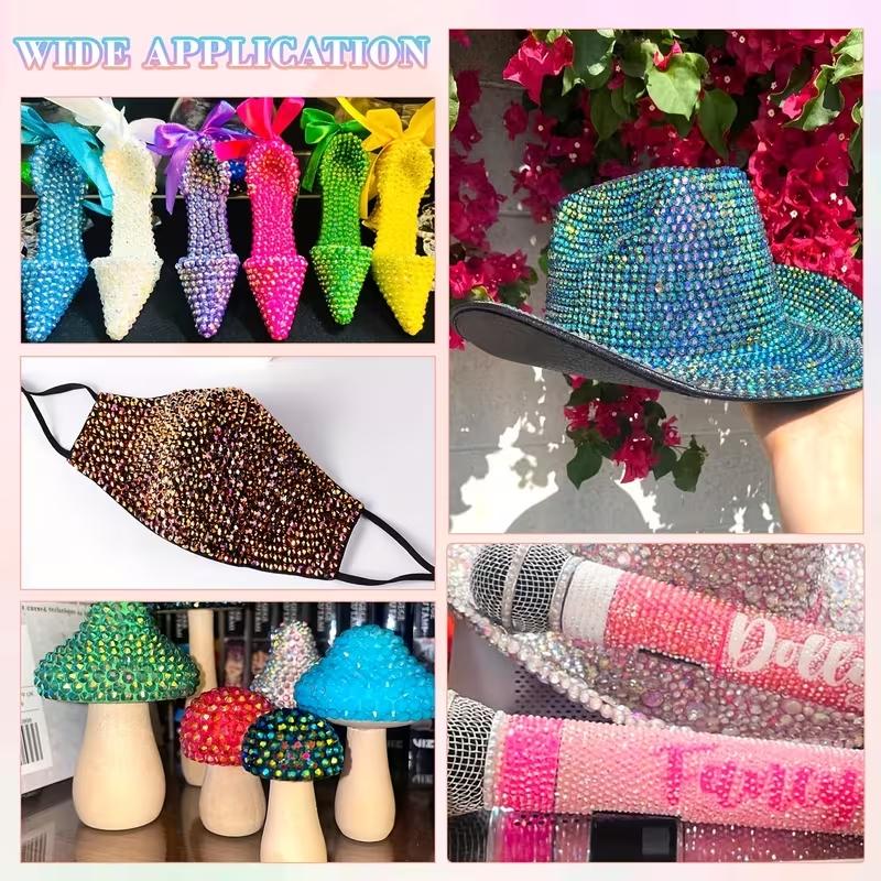 40000pcs 40 Color Jelly Rhinestone Decoration Set, 3mm Multi-Color Resin Flatback Gems, Includes Dedicated Pick-Up Tool,Fusion Bead Set，Suitable for DIY Crafts, Diamond Painting, Nail Art, etc., Sparkling Decoration Set