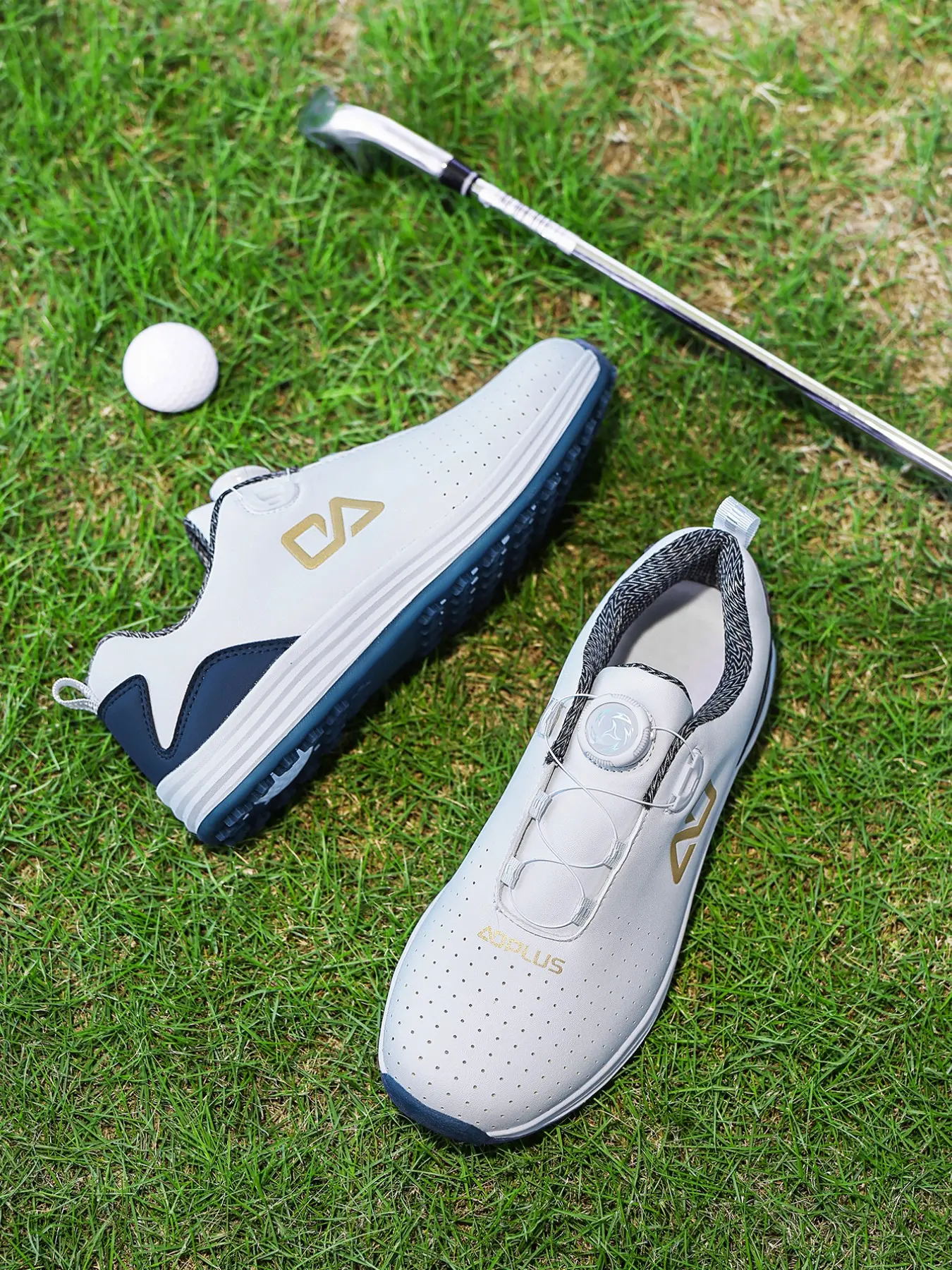 Men’s Spikeless Golf Shoes, Rotating Lacing Breathable Waterproof Outdoor Trainers, Anti-Slip Walking Sneakers for Golf Course, Driving Range, Daily Commute, Outdoor Walking & Casual Sport