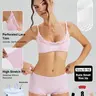Women's Basic Minimalist Lace Trim Bra & Low Rise Panties Co-ord, Solid Color Slightly Sheer Adjustable Spaghetti Strap Bralette & Knicker, Seamless Sweat-Wicking Stretch Daily Underwear Outfits #TikTokMadeMeBuyIt #MatchingSet #Bralette