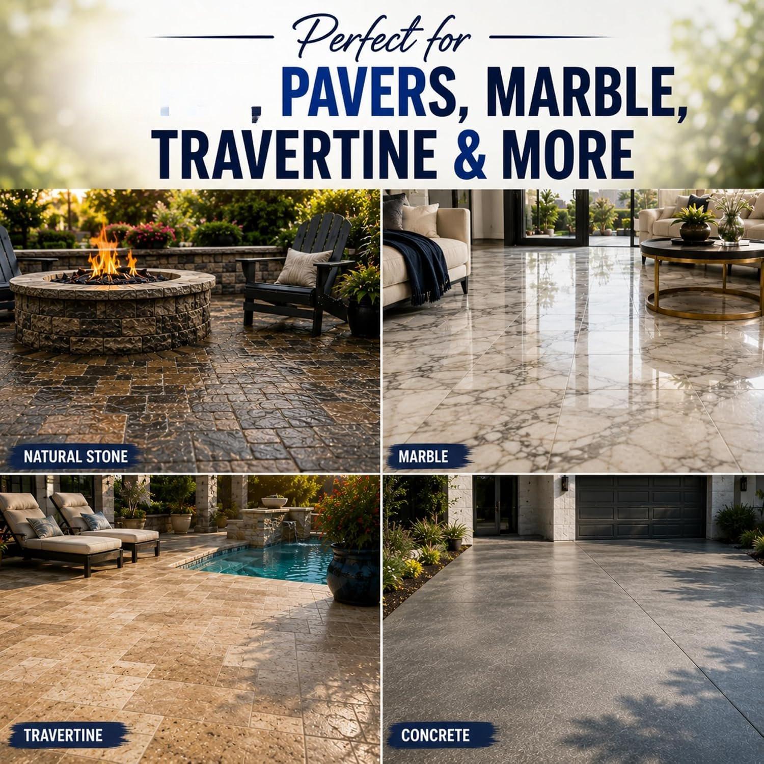 Color Enhancer Sealer for - Stone and Pavers. Marble, Travertine, Limestone, Granite, Slate, Concrete, Grout, Brick, Block. (1-Quart)