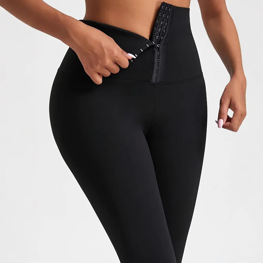 Women High Waist Tummy Control Shapewear Leggings, Hook & Eye Closure Compression Yoga Pants, Body Shaper Workout Fitness Sports Leggings for Daily Wear