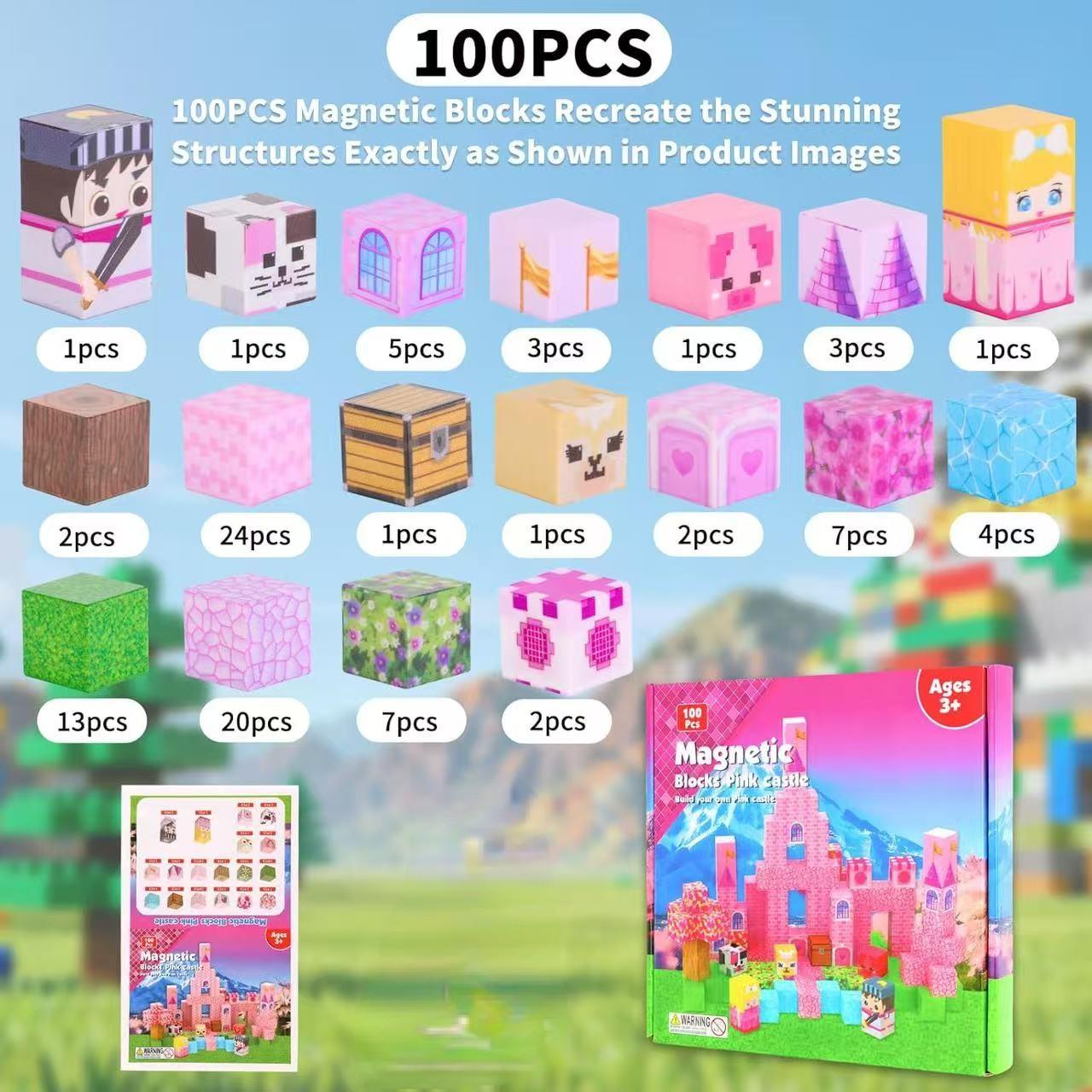 Magnetic Block Puzzle Set, Buildable Magnetic Toy for Kids, Mini Magnetic Building Blocks, Educational Playset