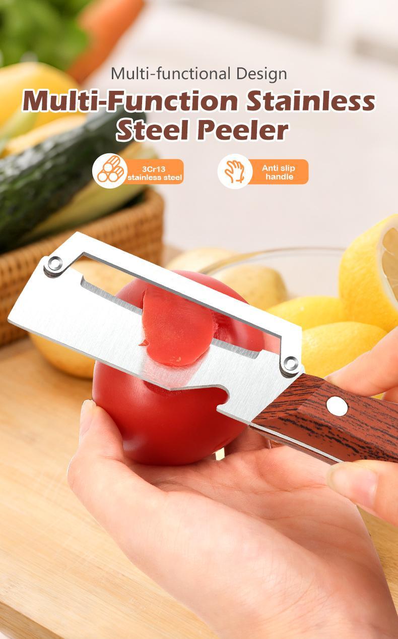 1pc 2-In-1 Fruit & Veggie Peeler with Bottle Opener, Sharp Stainless Steel, Upgraded Ergonomic Comfort Grip, Non-Slip Design