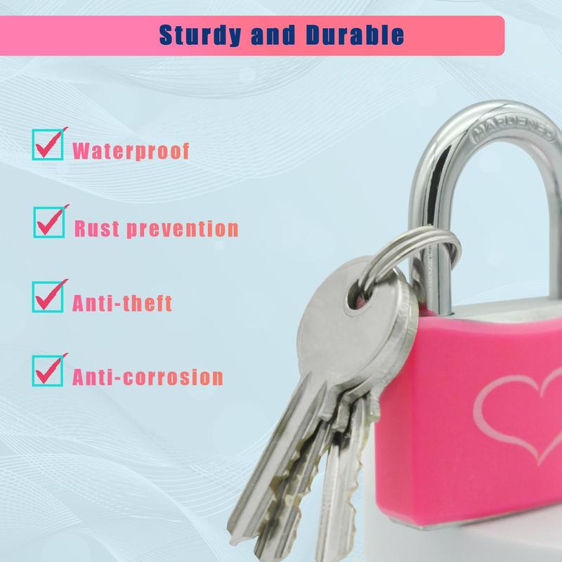 2-Pack Pink Padlocks with 3 Keys Each – Durable 1-9/16" (40mm) Aluminum Lock Body, Keyed Alike for Easy Use, Perfect for Gym Lockers, Gates, Sheds, Storage Units, Fences, Toolboxes – Stylish & Secure Locks for Everyday Protection