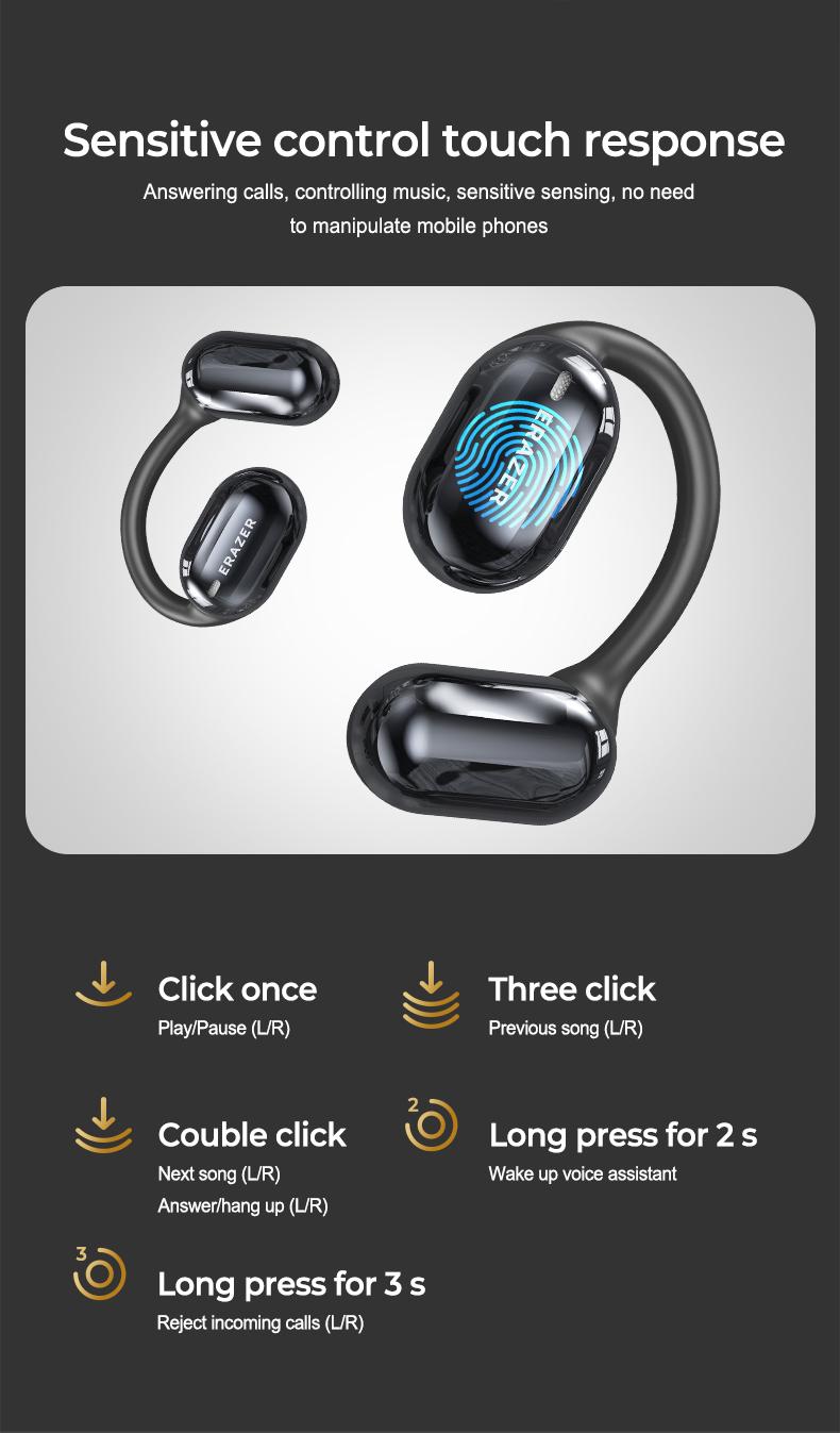 ERAZER OWS Touch Screen Earphone Bluetooth 5.4 Wireless Headphones oise Canceling TF Card Headset HIFI Stereo Full-Color Display Multifunctional Earbuds With Mic ERAZER OWS Touch Screen Earphone Bluetooth 5.4 Wireless Headphones oise Canceling TF Card Headset HIFI Stereo Full-Color Display Multifunctional Earbuds With Mic