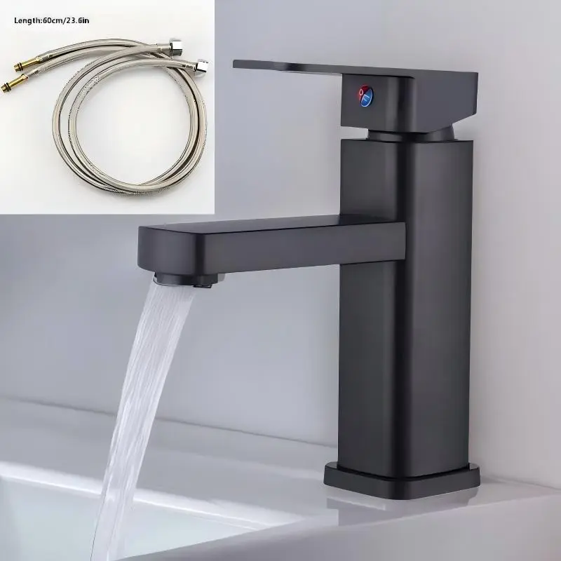 Plastic Cold Hot Water Faucet Set, Includes Two 60cm Supply Pipes, Bathroom Sink Faucet, Splash-Proof Dual Control, Adjustable Temperature, Kitchen Sink Faucet, Faucet Combo, Faucets for Bathroom Sinks