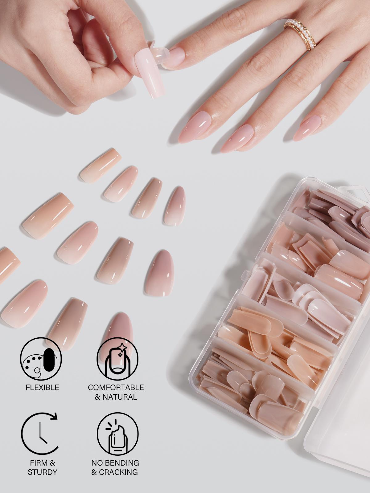 Aillsa Pre-colored Almond Nail Tips Set Including 5 Natural Colors Press-on Nail set 140Pcs in 14 Sizes, UV Light, 2in1 Base&glue and Top Coat. gelx Tips Nails Extensions for DIY Nail Art Beginner Friendly Birthday Gifts for Girls Nailcare Aillsa Pre-colored Almond Nail Tips Set Including 5 Natural Colors Press-on Nail set 140Pcs in 14 Sizes, UV Light, 2in1 Base&glue and Top Coat. gelx Tips Nails Extensions for DIY Nail Art Beginner Friendly Birthday Gifts for Girls Nailcare