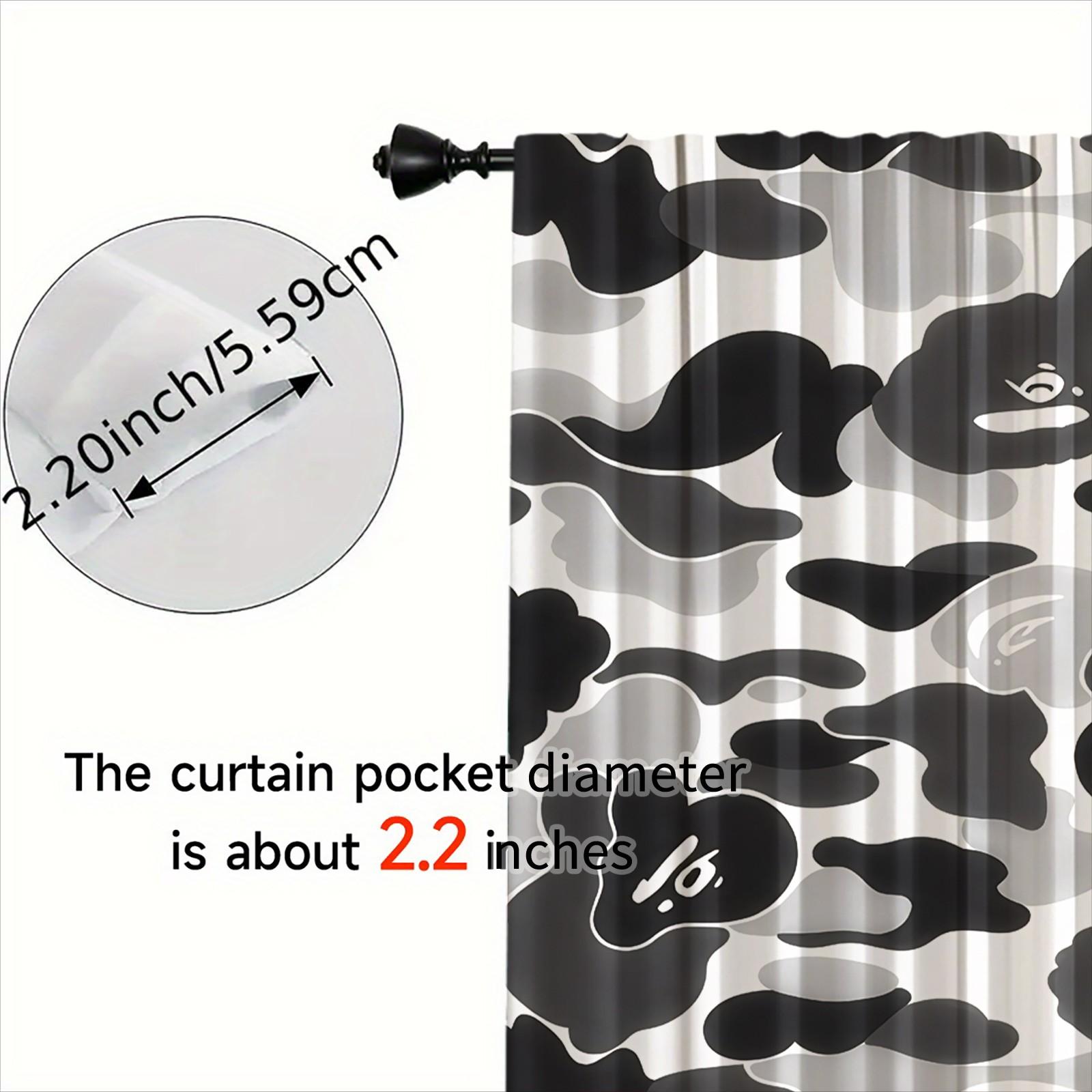 Trendy Black White Camouflage and Animal Silhouettes Curtains Home Decoration Curtain-Two-Piece Rod Pocket Design No Drilling Installation-Privacy Blocking Decorative Drape-Boys Bedroom/Designer Toy Display Room/Gaming Room Decor Window Drapes