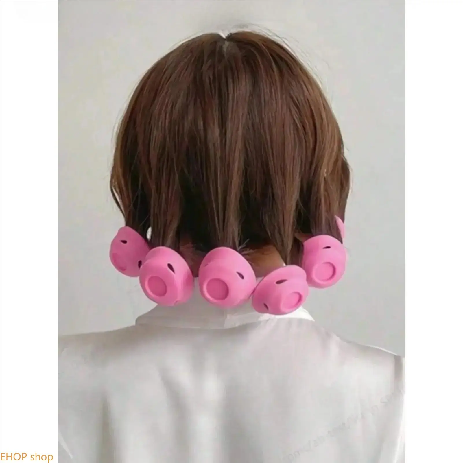 10PCS Pink Silicone Heatless Hair Curlers Overnight No Heat Damage Hair Rollers Natural Wave Bang Styling Tool For Short Medium Hair