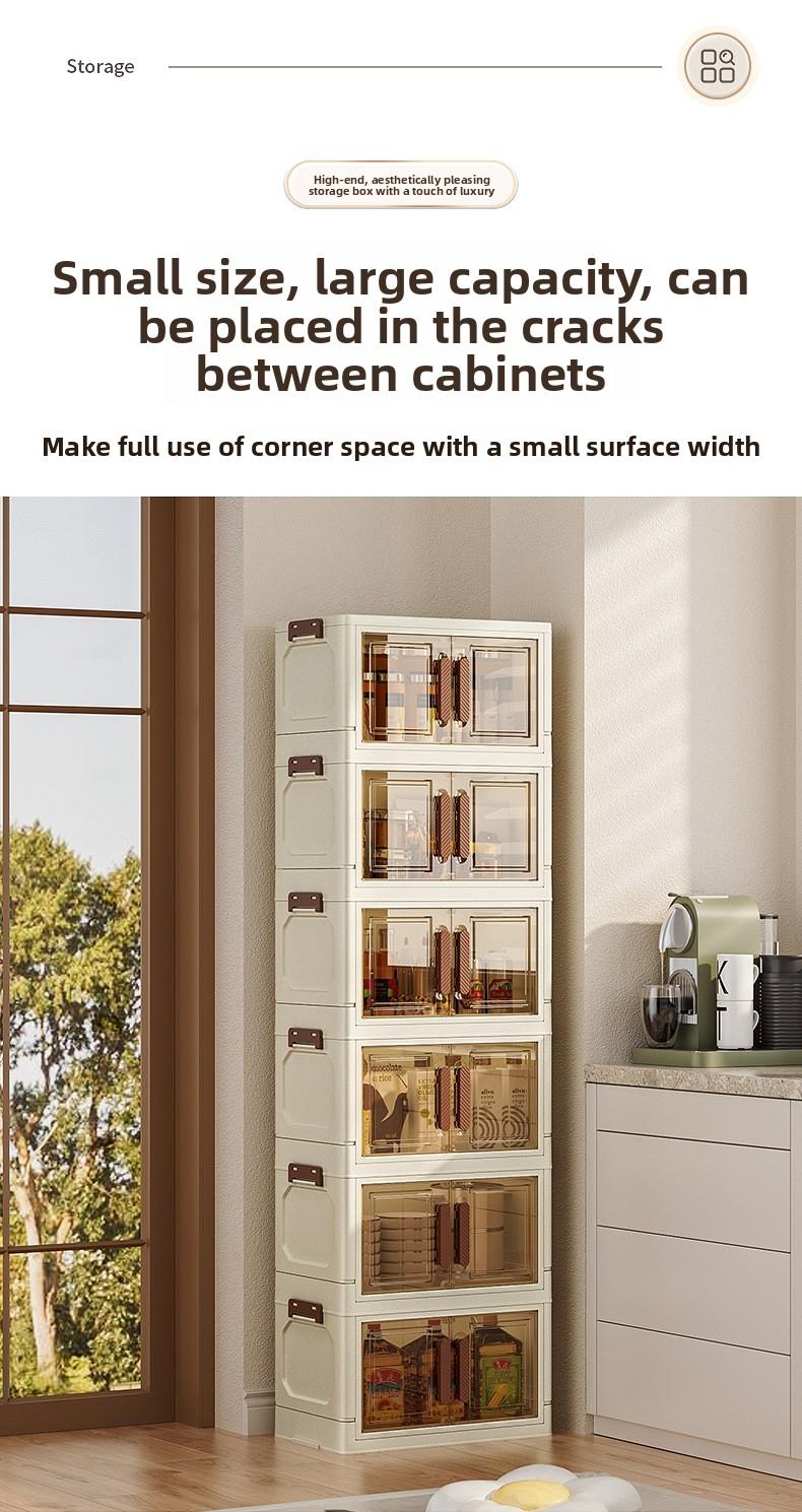 4/5/6 layer hot sale folding storage cabinet transparent black multi-layer with cabinet door locker toy snack finishing box bookshelf wardrobe Storage Drawer