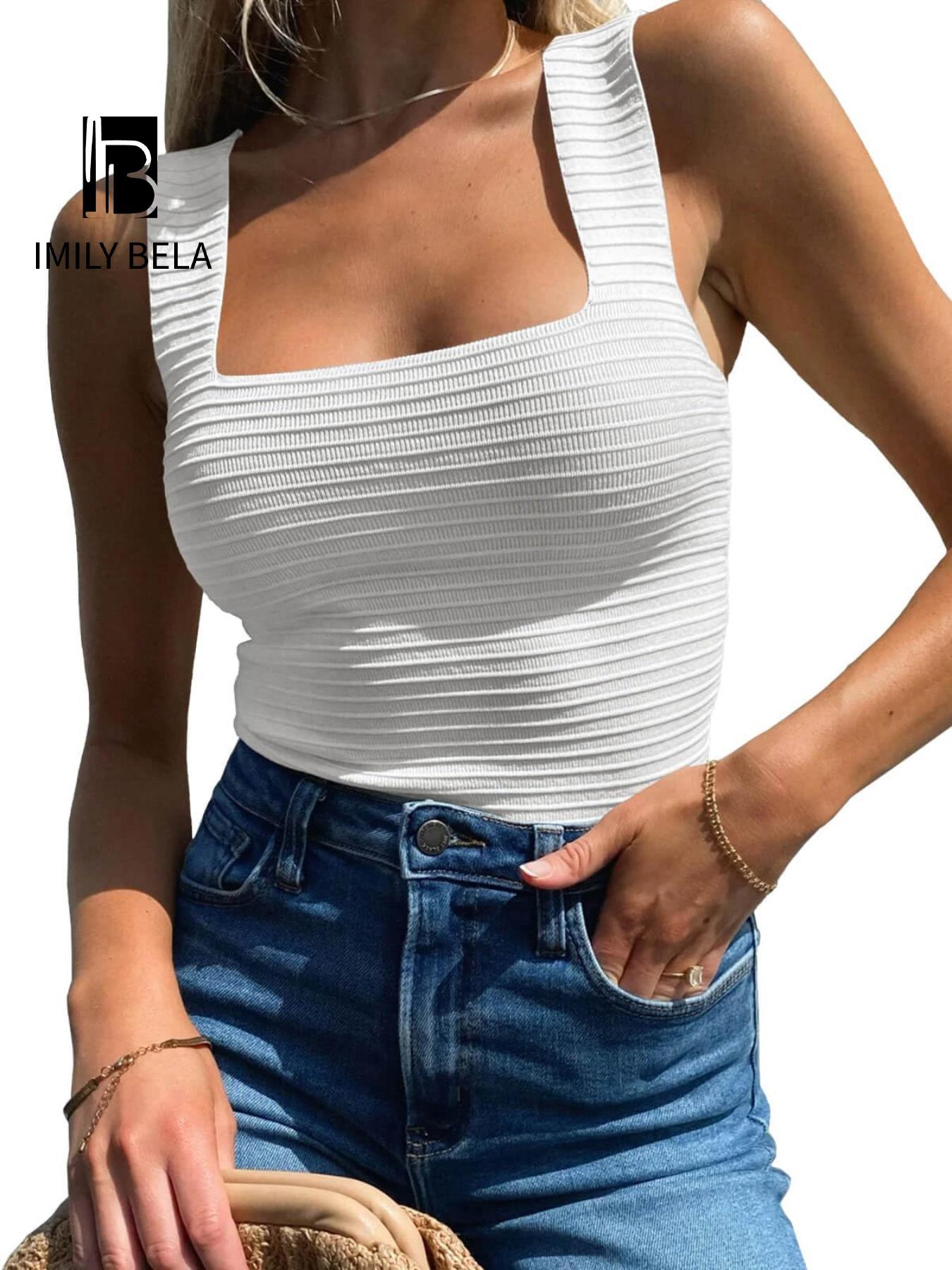 Women's Plain Ribbed Tank Top, Casual Sleeveless Top for Summer, Fashion Women's Top for Daily Wear, Going Out Tops, Elastic Basic Vest