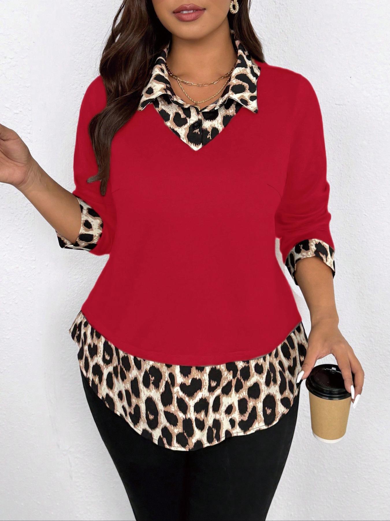 Plus Size Women's Casual Printed Two-Piece Shirt Set, Summer Fashion Top, Comfortable and Stylish, Perfect for Daily Wear