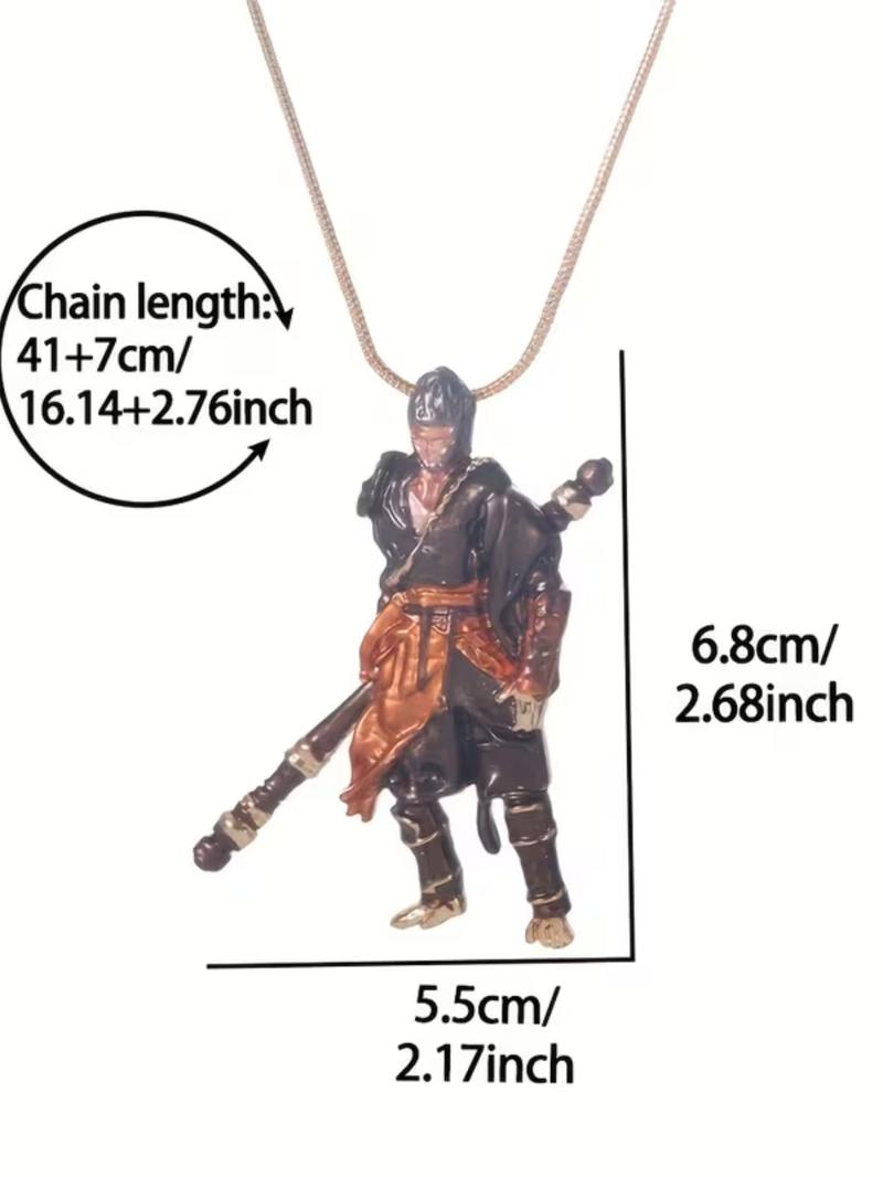 Mythical Goku Alloy Pendant Necklace, Vintage Dark Fantasy Design Snake Chain, Fashion Jewelry Gift for Valentine's Day New Year