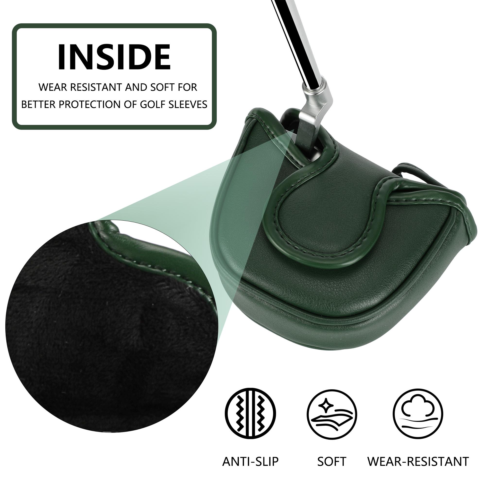 Golf Putter Cover,Magnetic Closure Design,Suitable for various mallet-style putters,Available in 5 colors,Durable golf club accessory.