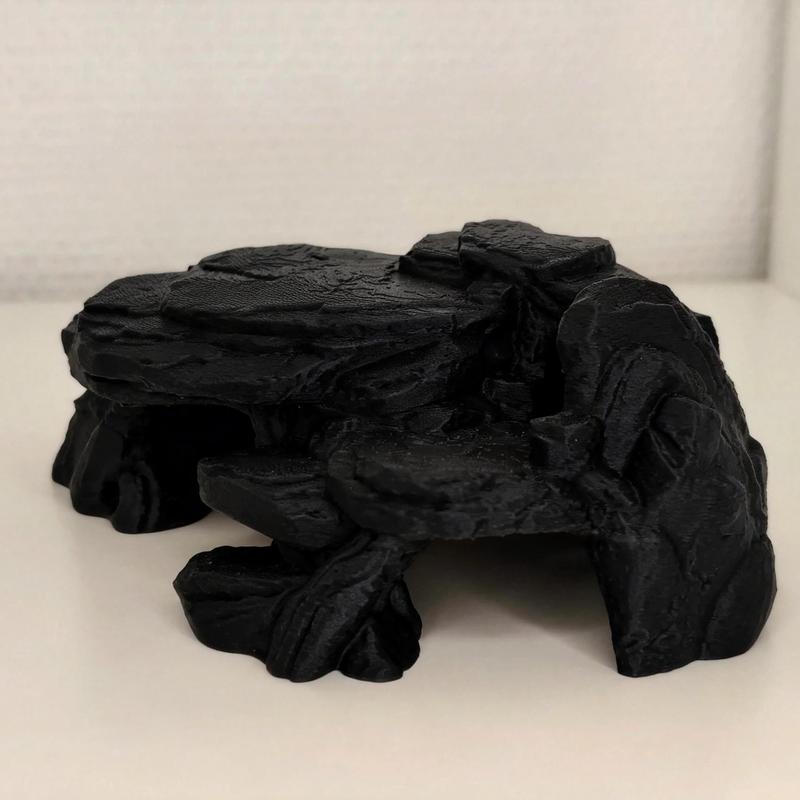 Rock Texture 3D Printed Hide Cave, Small Biotope Fish Tank Decor, Safe Hiding Spot for Aquatic Pets, Aquarium Ornament