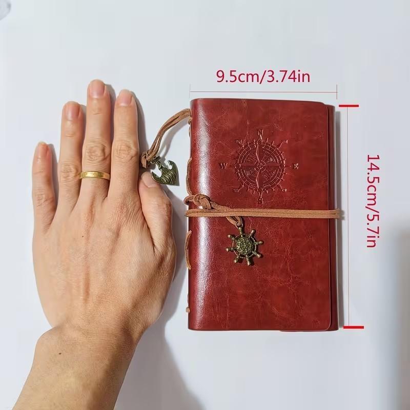 Vintage Pirate Journal with Nautical Compass & Treasure Map, Hardcover Diary with Metal Closure, Spiral Bound Notebook for Notes