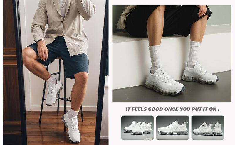 Mens Air Cushion Running Shoes Lightweight Breathable for Treadmill Wear,Cushion Casual Mesh Walking Fashion Sneakers for Daily Wear,Tennis Breathable Sport Gym Fitness Cross Trainers