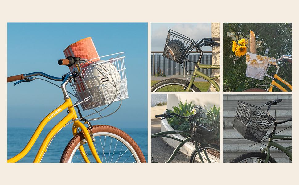 Detachable Steel Mesh Front Bike Basket with Integrated Detachable Hooks, Built-In Handle, Easy Assembly and Portability for Bicycles