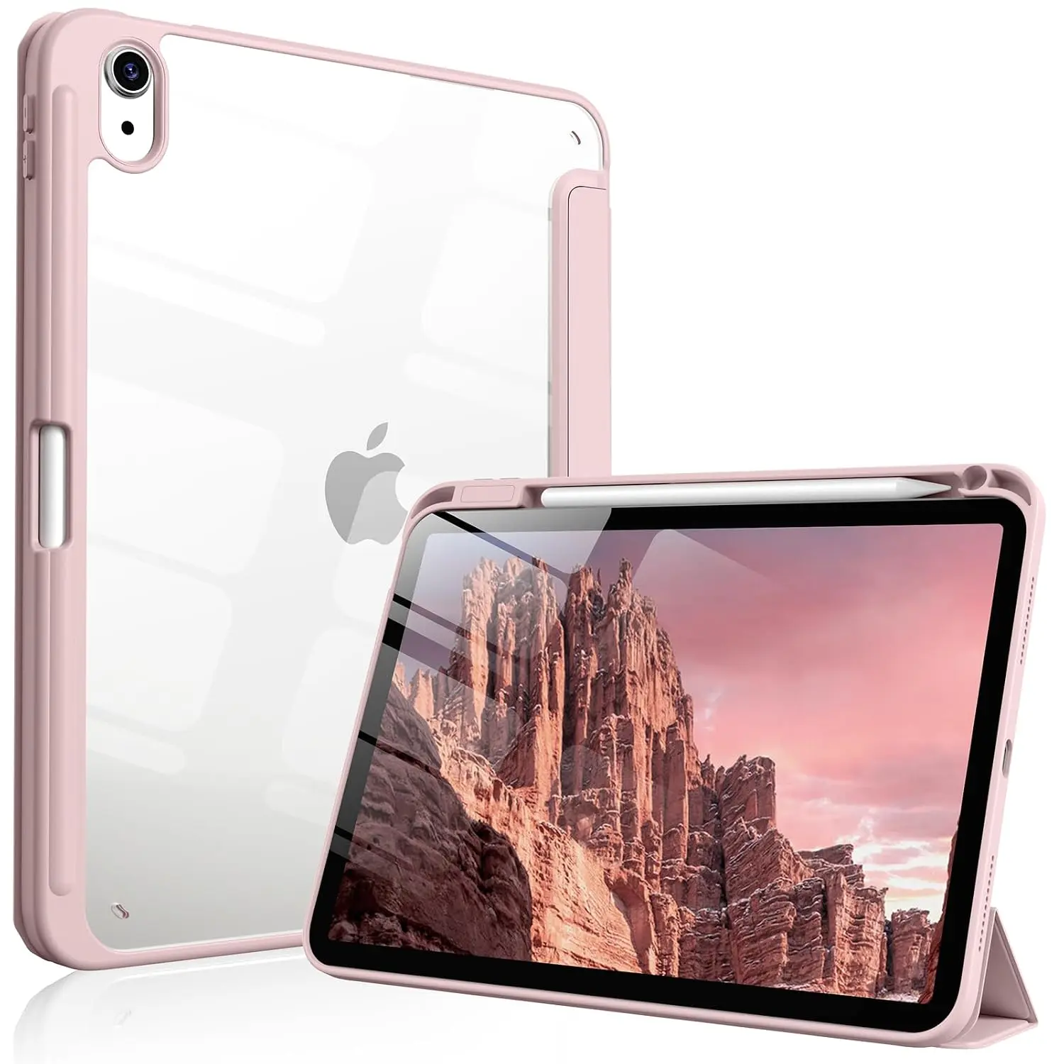 Clear Case for iPad A16 11th/10th Gen with Pencil Holder, Light Pink Clear Case for iPad A16 11th/10th Gen with Pencil Holder, Light Pink