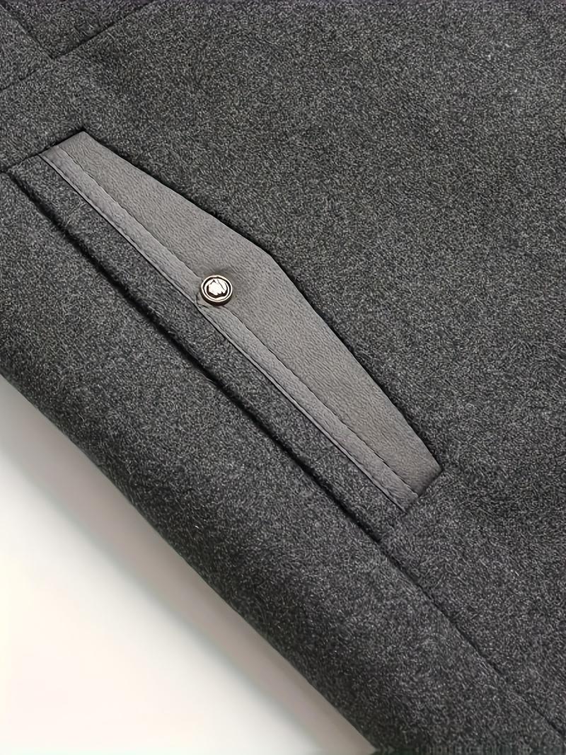 Men's Winter Overcoat Casual Warm Jacket Detachable Collar Thickened Autumn and Winter Coat with Pockets Non-Stretch Fabric Coat for Men Jacket