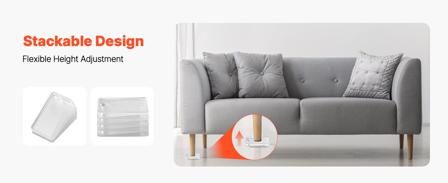 VEVOR Furniture Leveling Shims, 30 PCS 1.97x 1.16x 0.22 inch Non-Skid Clear Plastic Pads, Easy-to-Cut Furniture Leveler, Ideal Shim Leveler for Couch, Refrigerator, Table Legs to Avoid Wobbling