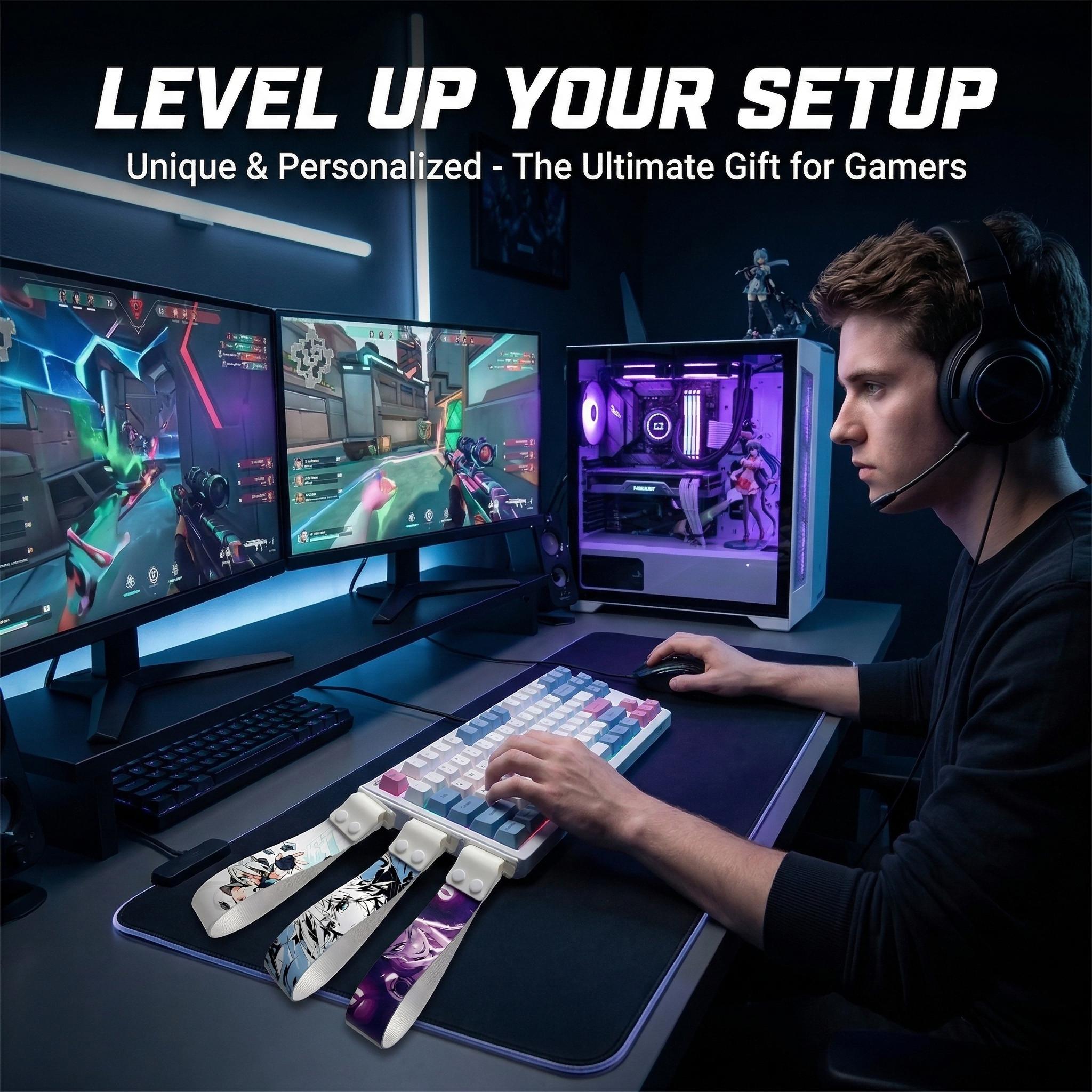 Anime Cartoon Keyboard Strap, Universal Detachable Decorative Hanging Rope, DIY Cool Keyboard Accessory, Anime Character Print