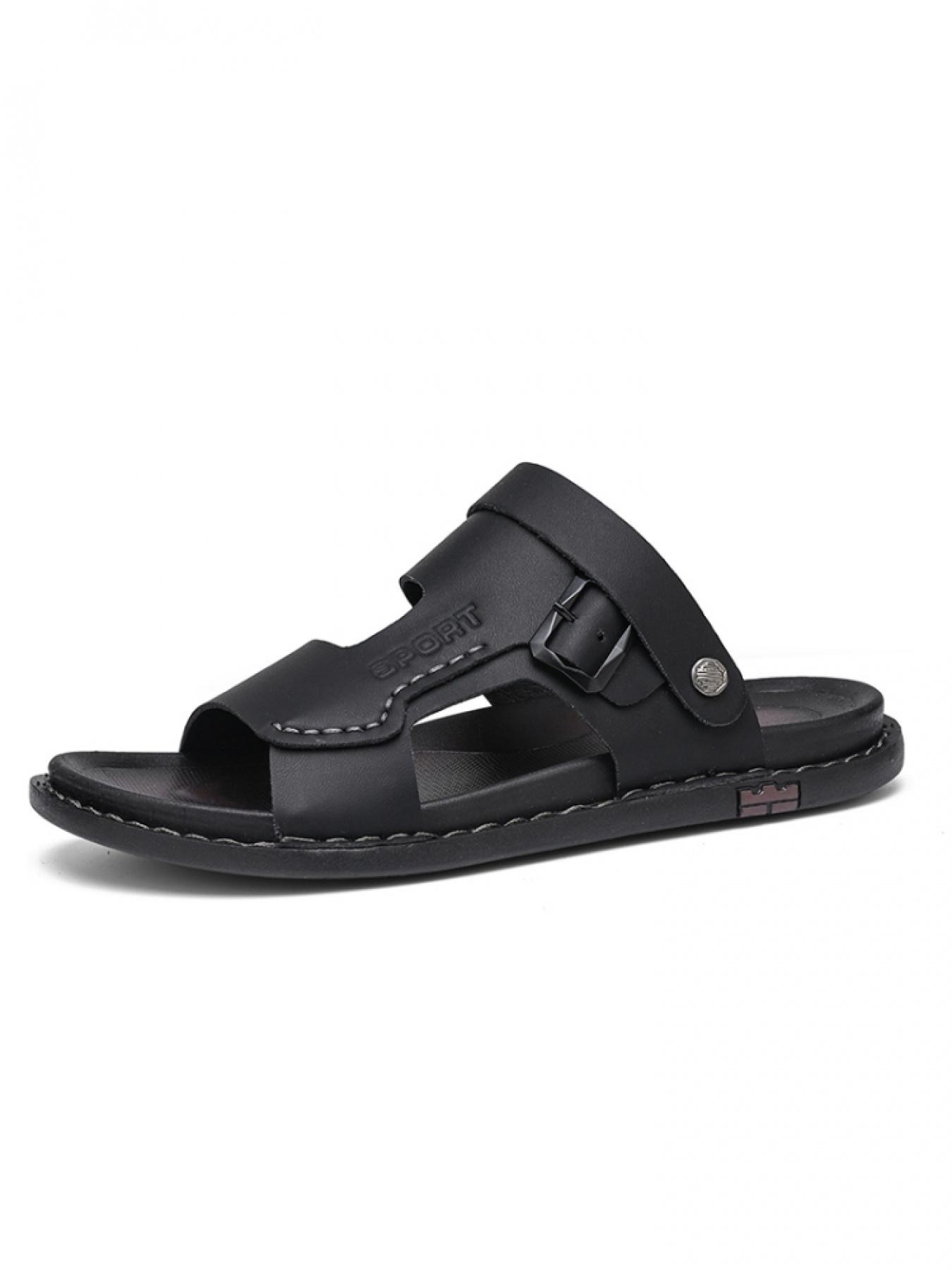 1 Pair Men's Non-Slip Summer Sandals, Skin-Friendly Leather Upper Without Stuffiness, Soft Cushioned Footbed for Shock Absorption Without Chafing, Wear-Resistant Outsole for All-Day Comfort
