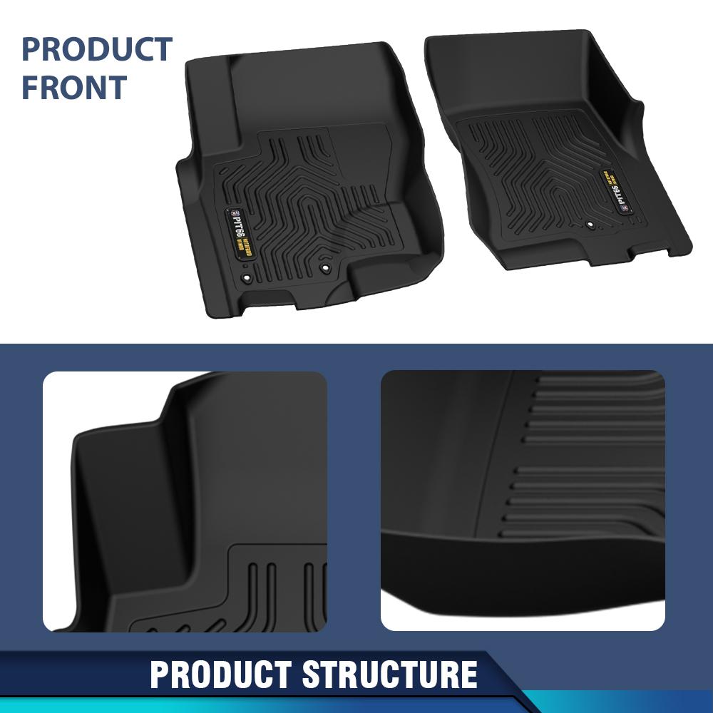 CROSSDESIGN All Weather TPE Floor Mats Waterproof Durable Fit For 2008-2021 Nissan Frontier Crew Cab Floor Mats Liners Set All Weather TPE