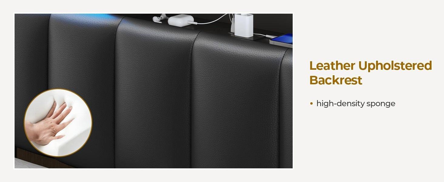 Sikaic Twin Size Bed Frame with Bookcase Headboard and Charging Station Black Bedroom Furniture Set