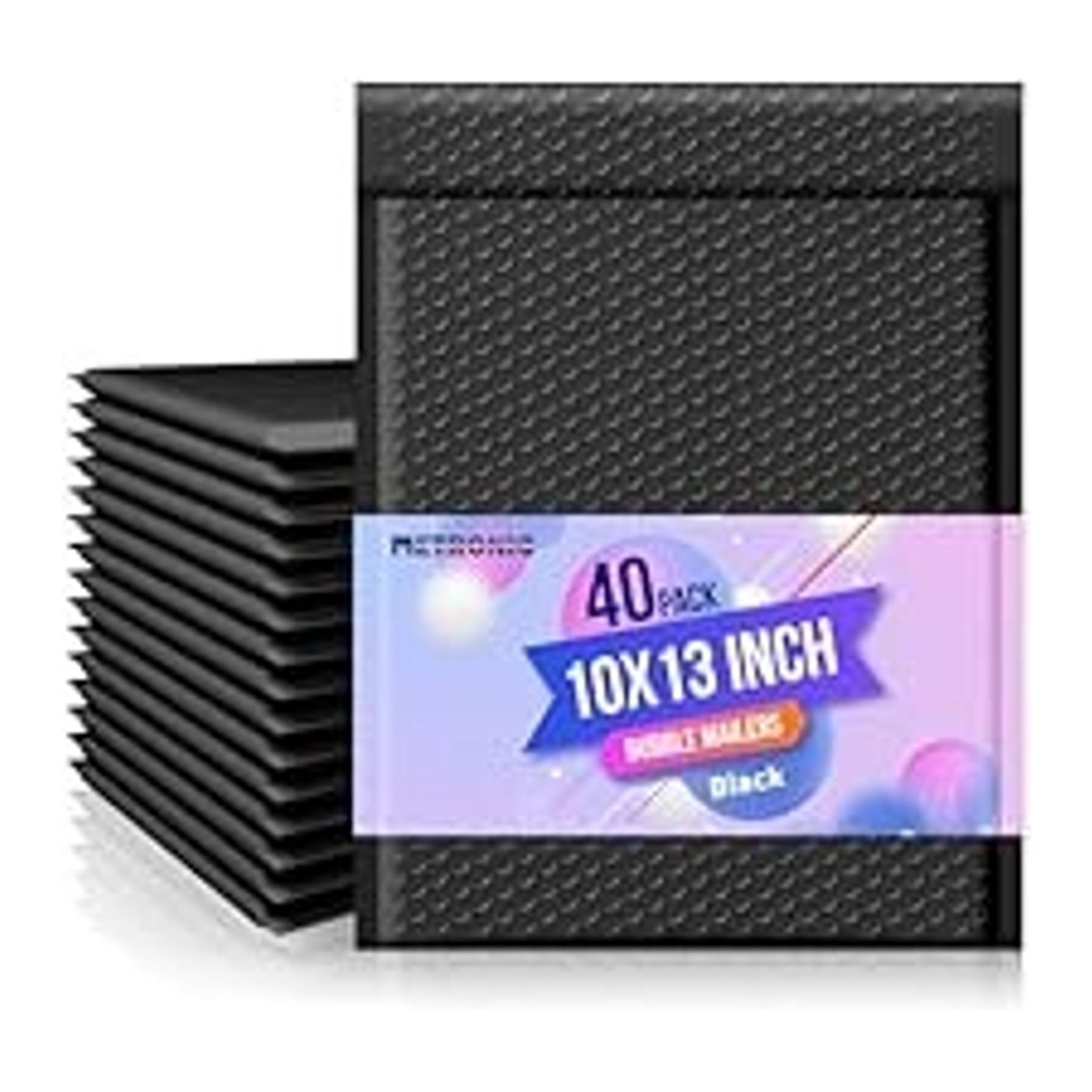 Bubble Mailers 8.5x12" 40 Pack Black Padded Envelopes Usable Size 8.5 x 11" Strong Adhesion Bubble Envelopes Medium Mailing Envelopes Bubble Padded for Small Business Shipping Books Clothes