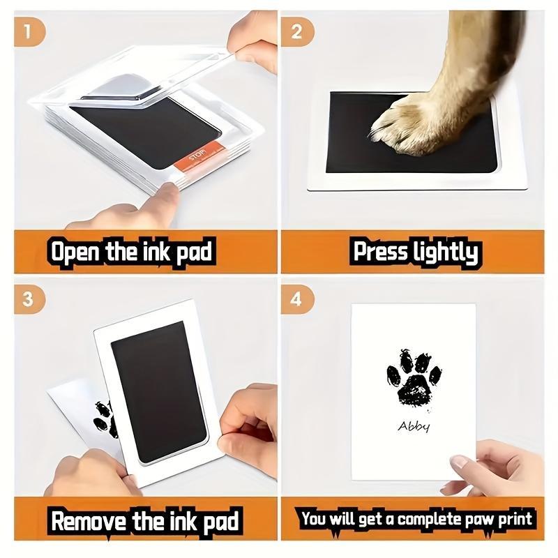 Pet Memorial Flannel Paw Print & Footprint Kit, 1pc Non-Mess Ink Pad Set for Dog & Cat Keepsakes