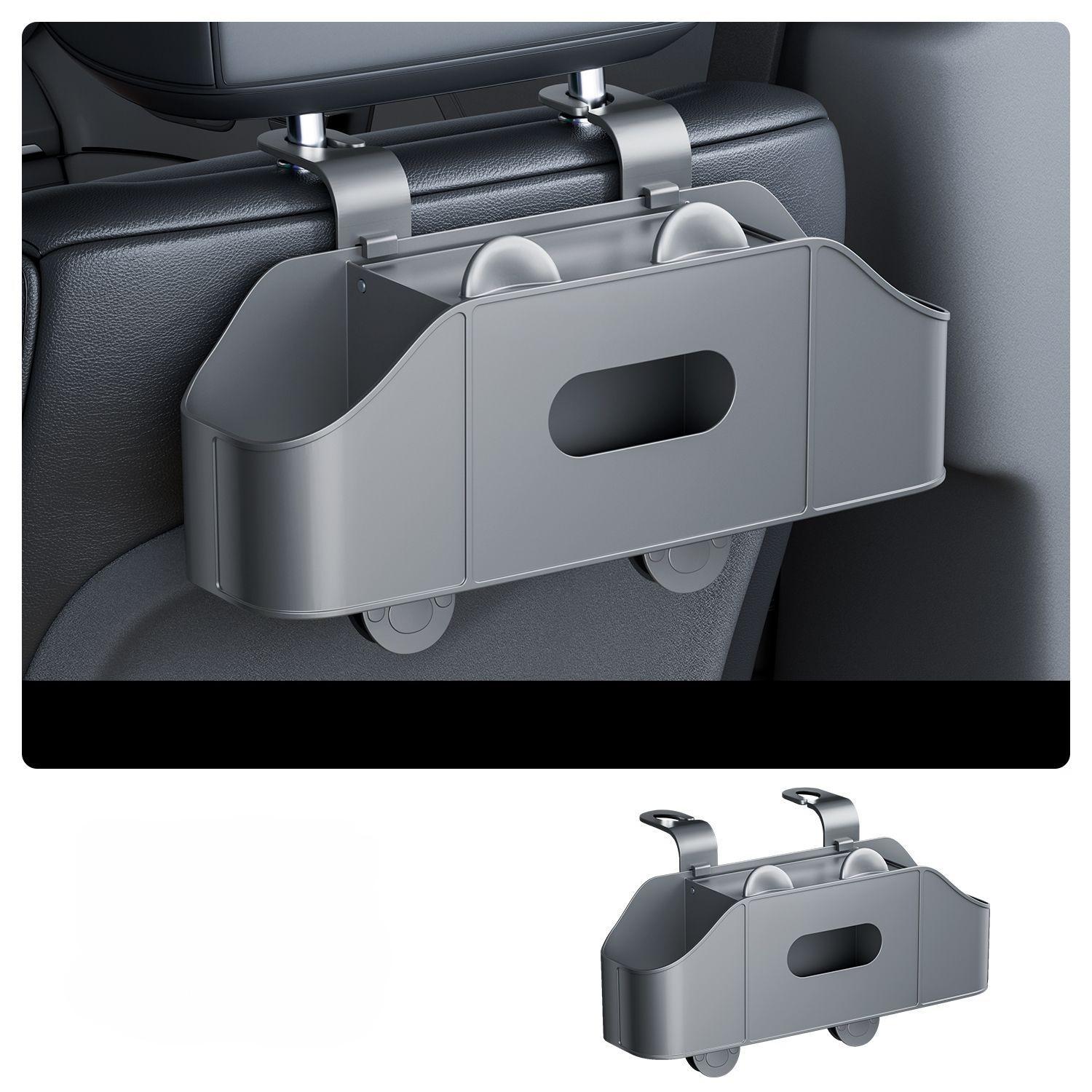 Multifunctional Car Seat Back Organizer Box, Rear Storage Rack with Cup Holder, Paper Towel Dispenser, Car Backseat Organizer for Car Interior Accessories