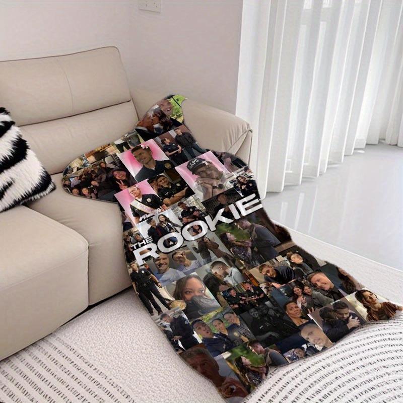 A fun Rookie pattern printed blanket,  a must-have for office naps, bedrooms, sofas or camping trips, a gift for fans Custom Photo Machine Washable