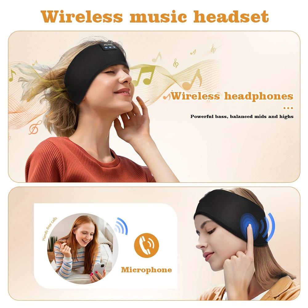 Wireless Sleep Headphones Headband-Soft, Ideal for Exercise & Gaming, Wireless Headphones, Comfortable 3-in-1 Wireless Music Eye Mask for Side Sleepers, Elastic, Noise Isolation, Volume Control, USB Charging |   Music Earbuds |