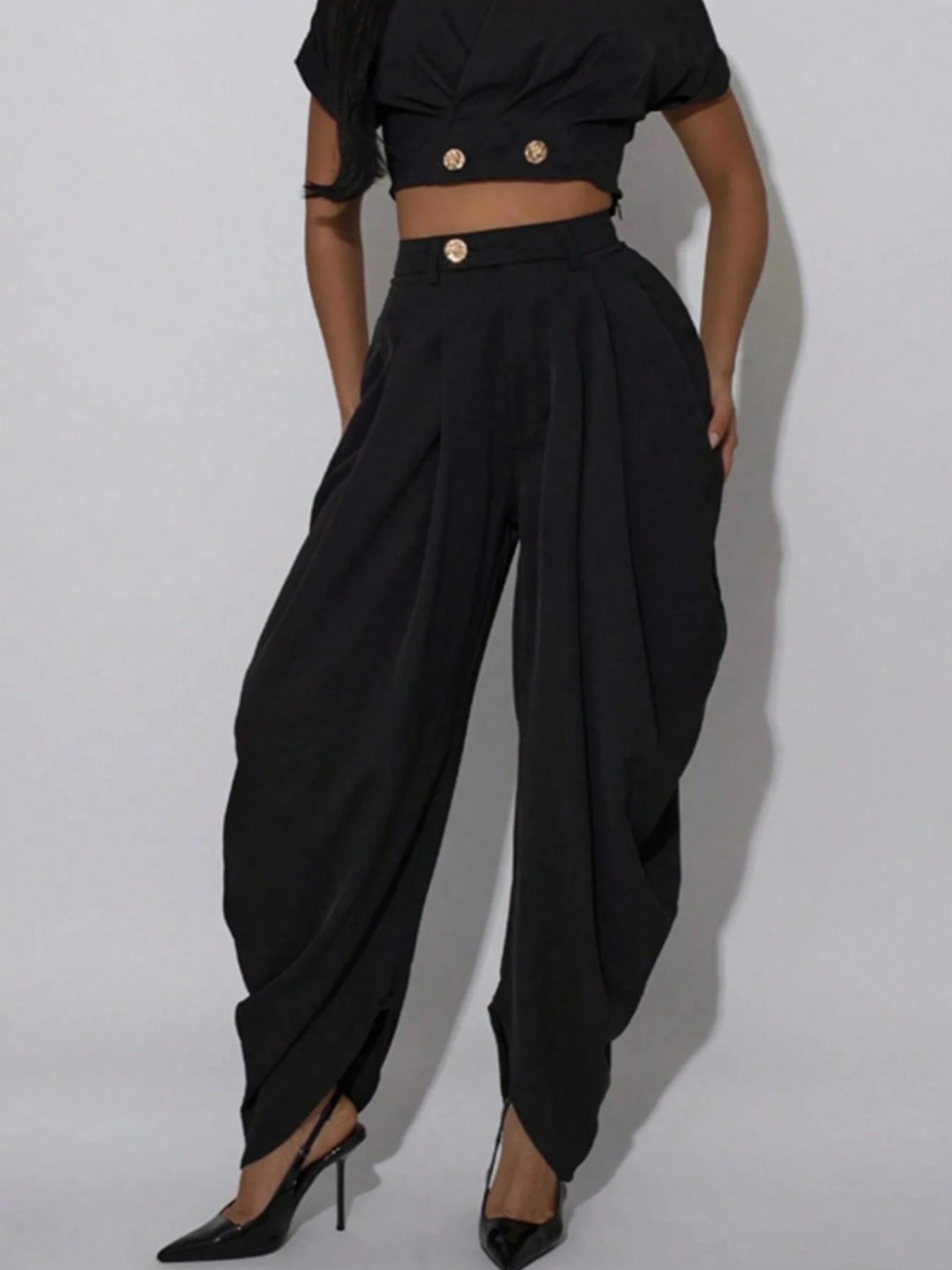 Women's Casual Everyday Wide Leg High Waisted Pants, Boho Comfy Trousers, Four-Season Front Pleat Design, Flattering Fit, Modern Chic Aesthetic Style, Daily Wear & Vacation