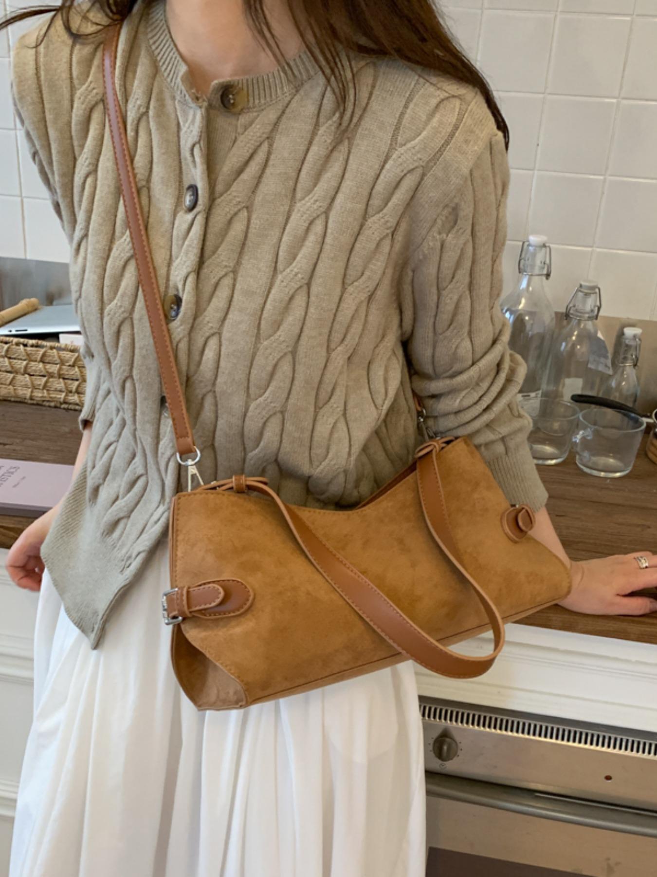 Women's Plain Striped Crossbody Bag, Stylish Versatile Elegant Shoulder Bag, Ideal for Daily Use and Travel, All Seasons, Crossbody Chain Bag