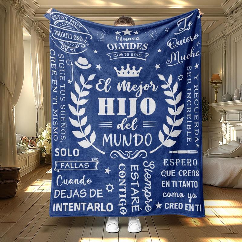 Room Decor Modern Style Letter Print SoftFlannel Blanket,1 Count Classic Floral PatternDurable Nap Throw for Home & Office, Warm &Cozy Blanket, Bedroom Decor Accessories.Halloween Decor