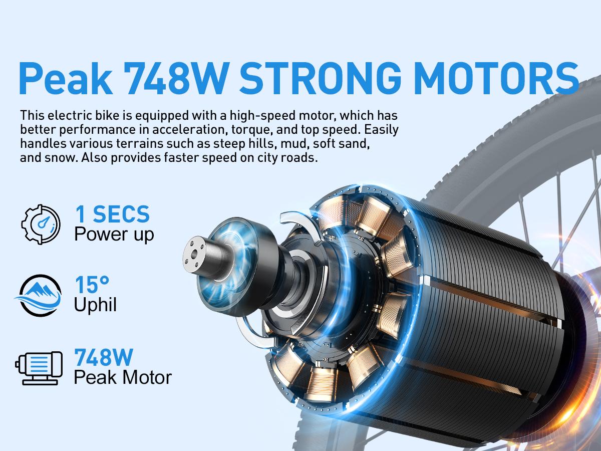 Aairsk GT300 Electric Bike 26"/24" 25 mph 10Ah Battery 750W Peak Motor 21 Speeds Dual Suspension 40 Miles Range Pedal Assist Full Suspension Commuter Ebike Adjustable Seat Gift for Father's Day Travel Outdoor