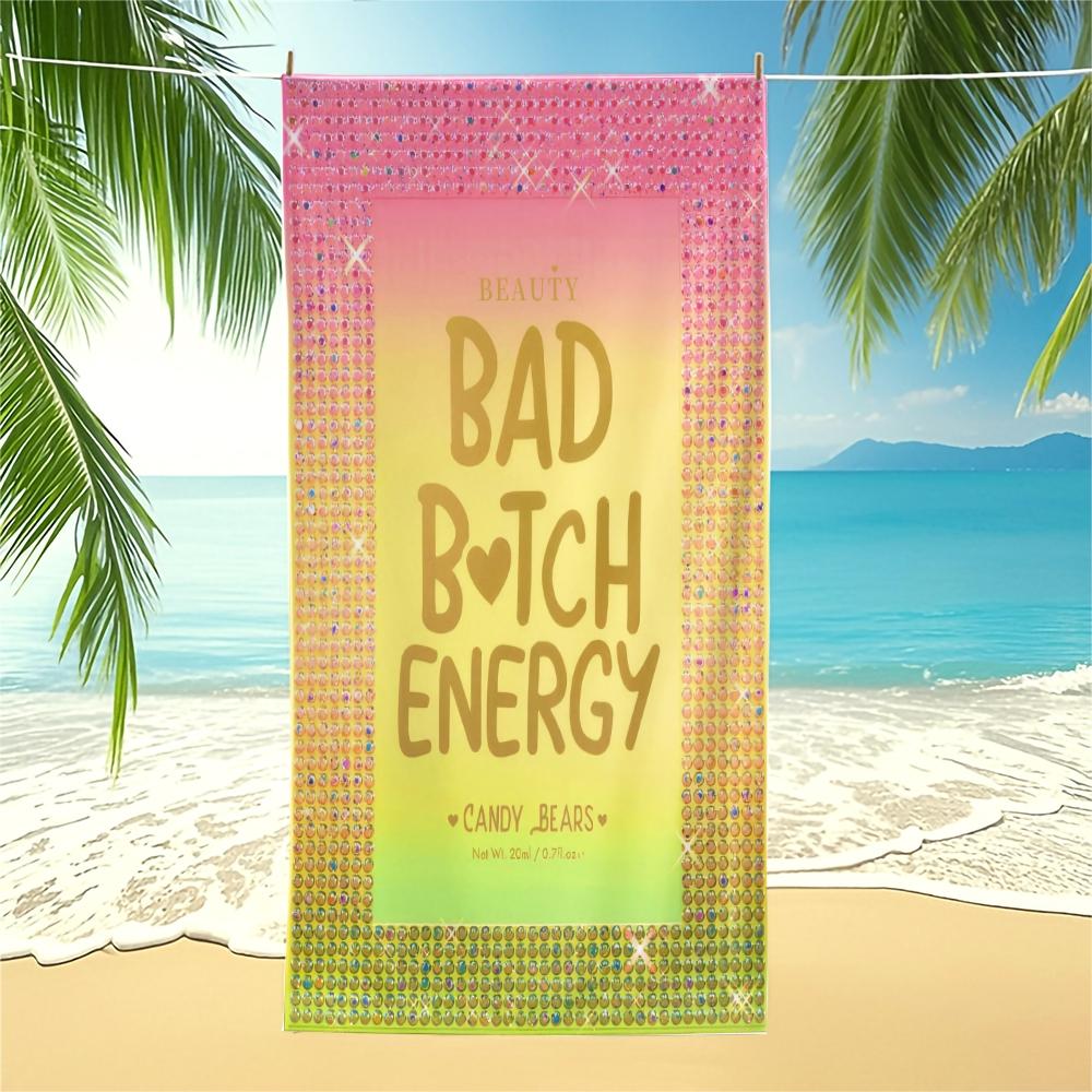 Bad B*tch Energy Beach Towel, Oversized Cute Print Pool Towel, Quick Dry Sand Free Camping Towel, Soft Absorbent Bath Towel Blanket, Summer Beach Pool Essential, Perfect Travel Gift