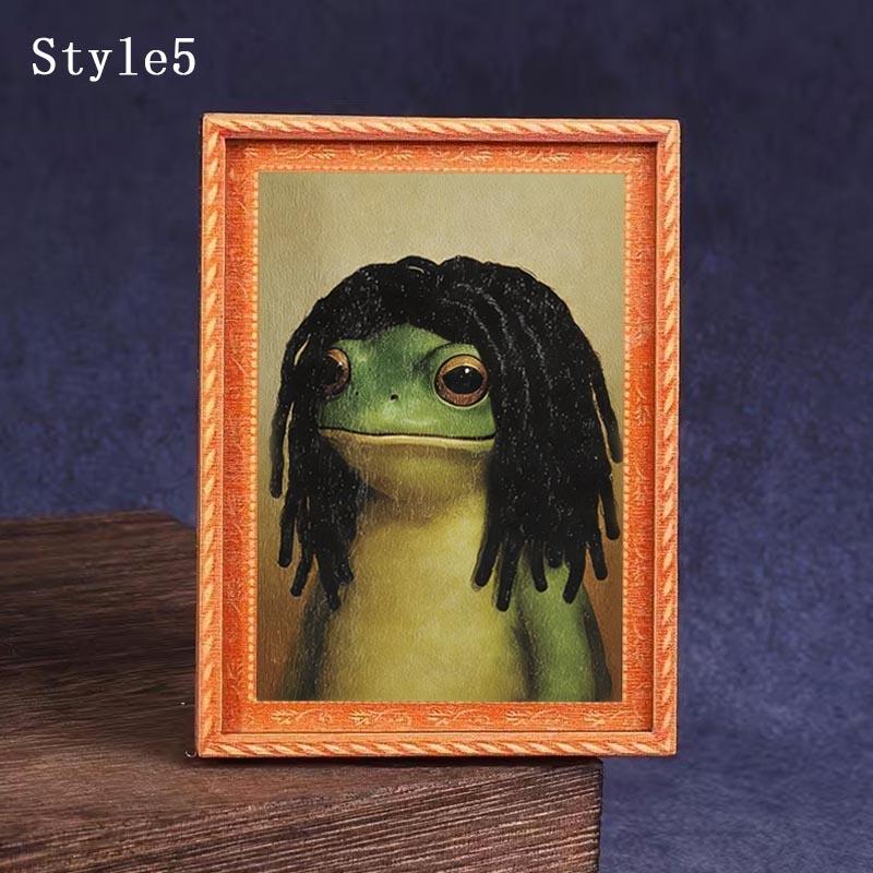 1 Count Funny Frog Magnet, Mini Fridge Magnet with Green Frog & Haircut Design, Modern Kitchen Decor, Durable Wood Construction for Refrigerator, Fridge, Refrigerator Decorating Magnet