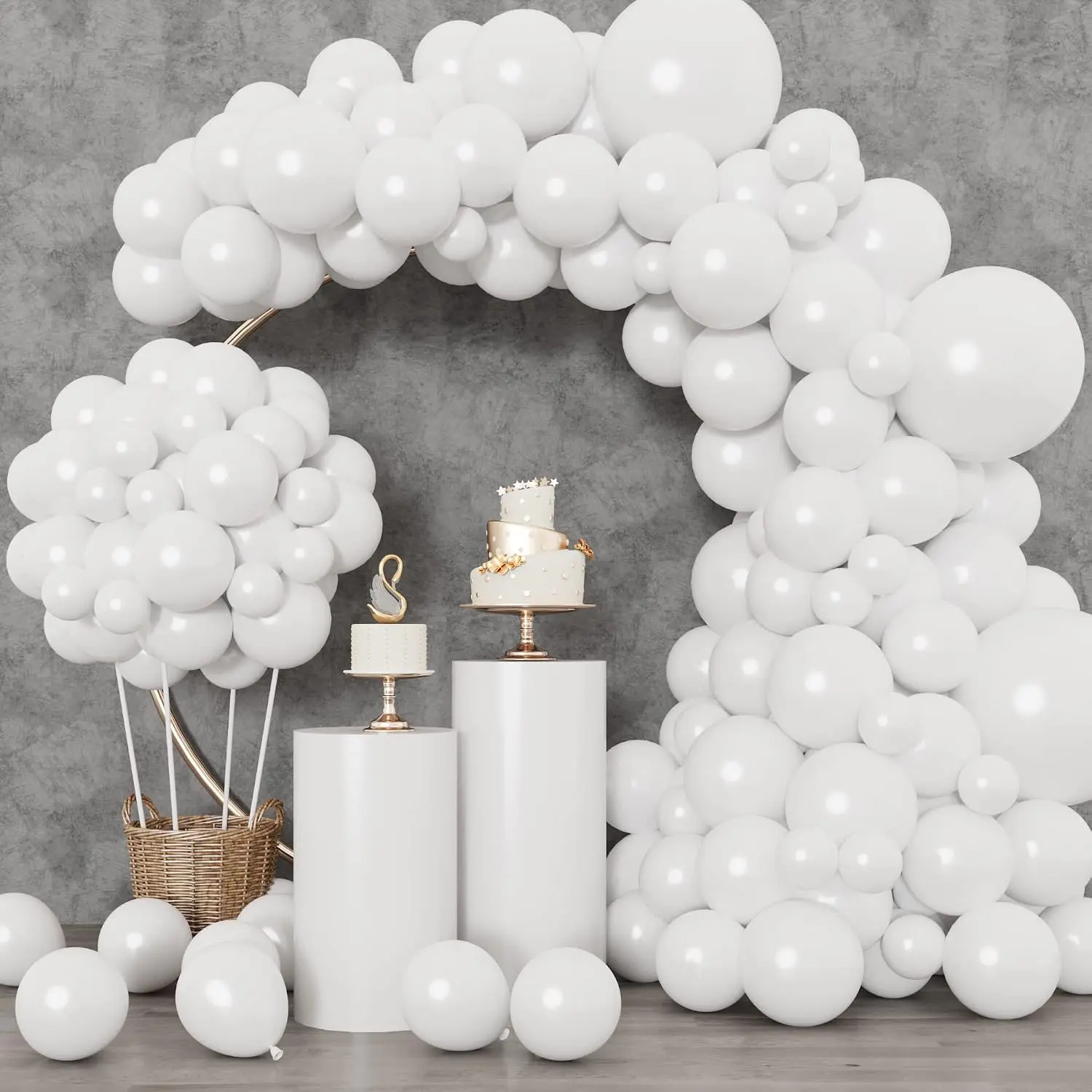129pcs White Balloons Different Sizes 18 12 10 5 Inch  Garland Arch, Latex Balloon  Engagement Wedding Anniversary Birthday Party Baby Shower Decoration
