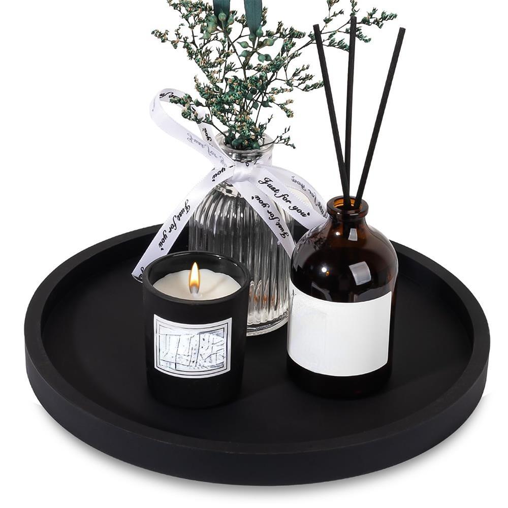 Silicone Round Bathroom Tray, 1 Count Solid Color Or Marble Pattern Makeup Tray, Kitchen Countertop Storage Rack, Home Organizer for Candle, Perfume, Bathroom Decor Supplies