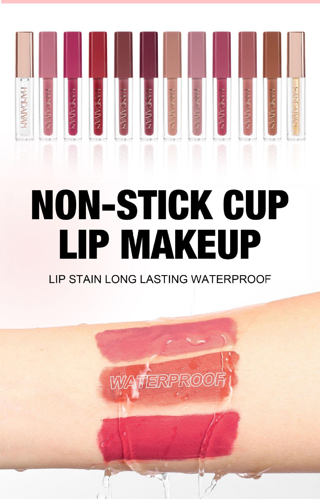 HANDAIYAN 12 Pcs Matte Liquid Lipstick Book Gift Set - Long Lasting Waterproof Velvet Lip Gloss Pack for Women