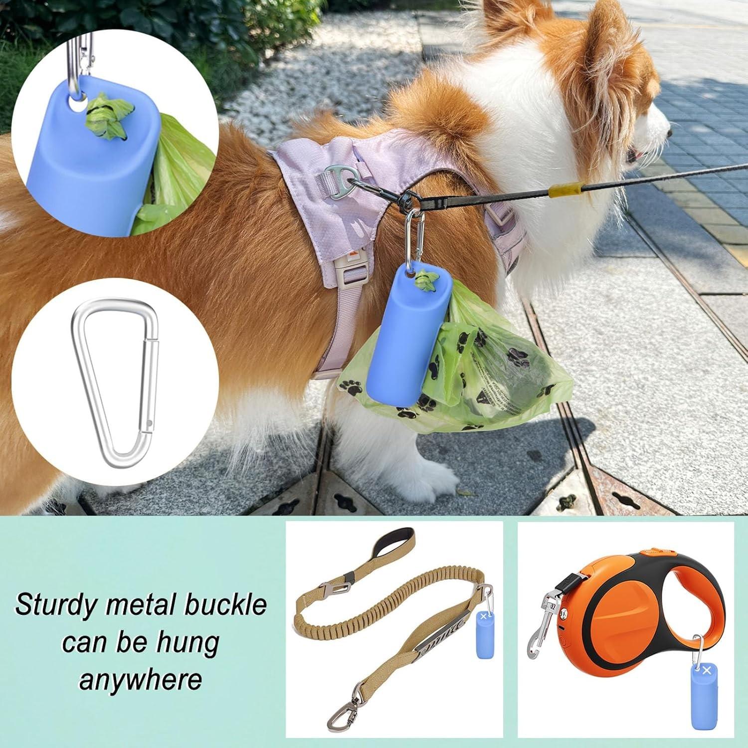 2-In-1 Soft Silicone Pet Waste Bag Portable Storage Box, Dog Poop Bag Holder for Outdoor Walks, Convenient No-Handle Design