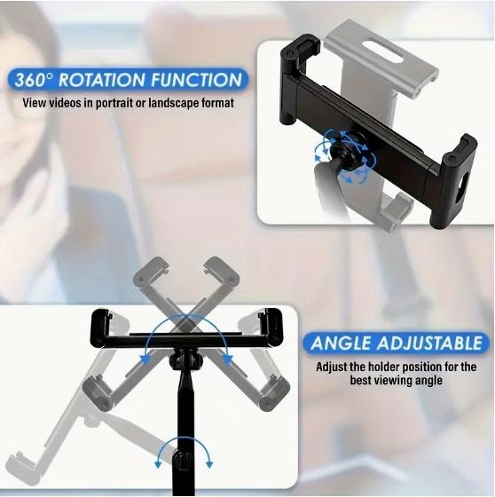 1pc 3 in 1 Tablet Mount for Car Headrest, 360° Adjustable Holder for 4.7-11 Inch Phones and iPad Pro/air/mini, Foldable Design for Easy Use 1pc 3 in 1 Tablet Mount for Car Headrest, 360° Adjustable Holder for 4.7-11 Inch Phones and iPad Pro/air/mini, Foldable Design for Easy Use