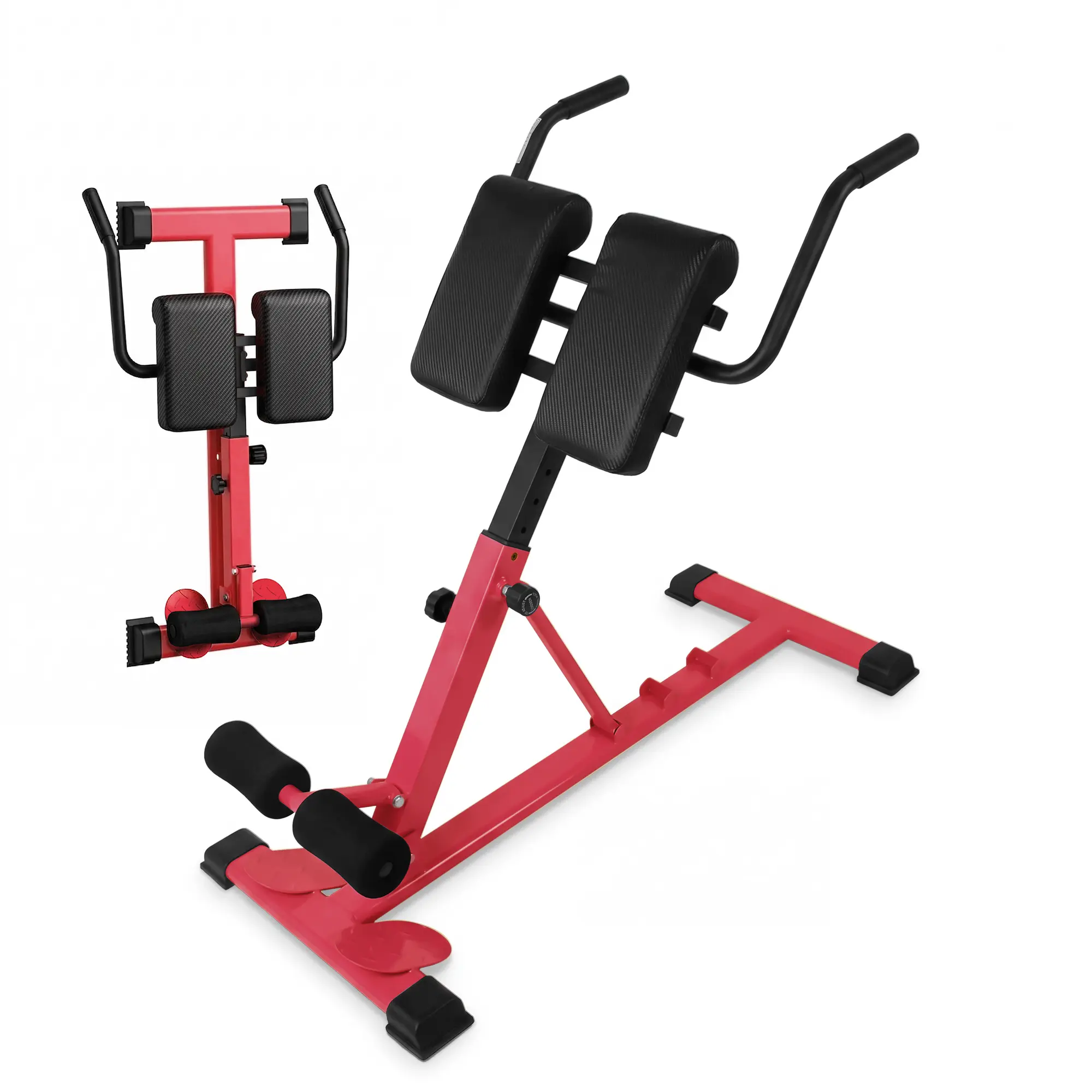 Garvee Sturdy Carbon Steel Adjustable Back Extension Machine - 330lb Capacity Collapsible Roman Chair for Core & Lower Back Workouts, Home Gym (Black)